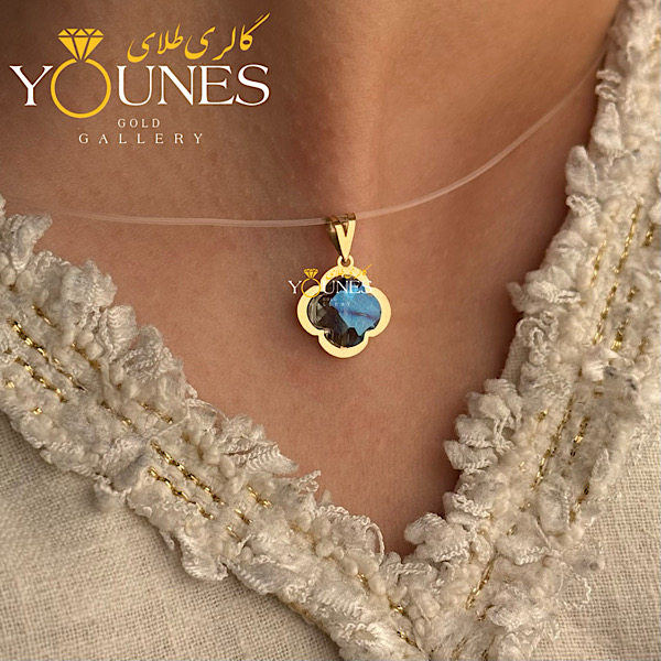 آویز طلا سواروسکی گل آبی